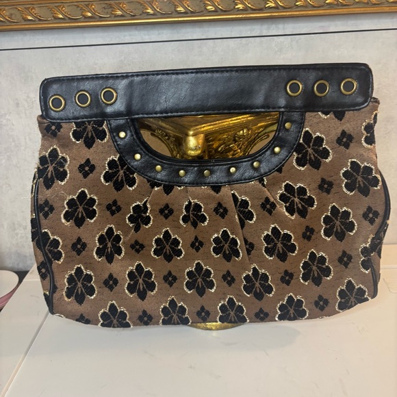 Apt. 9 Y2K Black and Brown Floral Wimsigoth Velvet Clutch - Picture 8 of 11